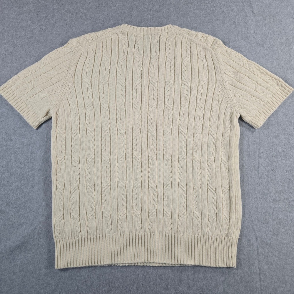 Jones New York Country Cream Cable Knit Short Sleeve Cotton Sweater Large - Picture 4 of 14